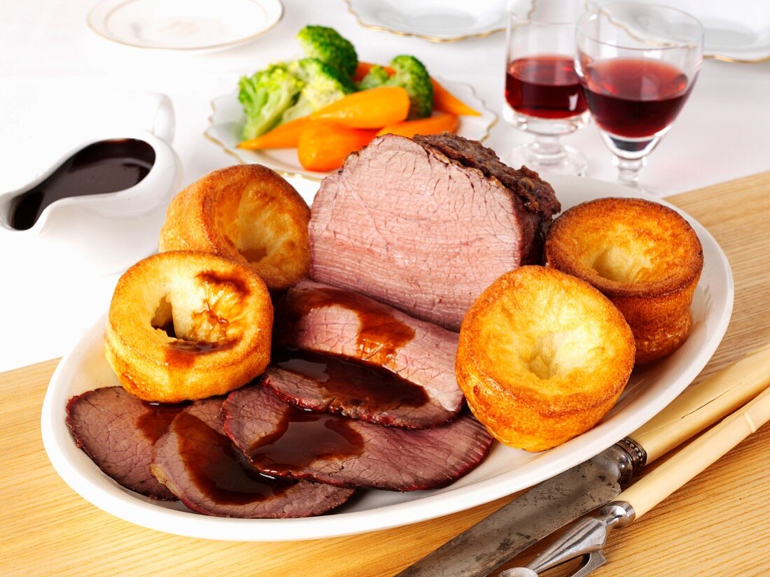 Roast beef and Yorkshire puddings (England)