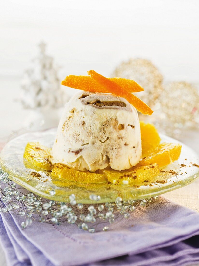 Gingerbread parfait with oranges for Christmas