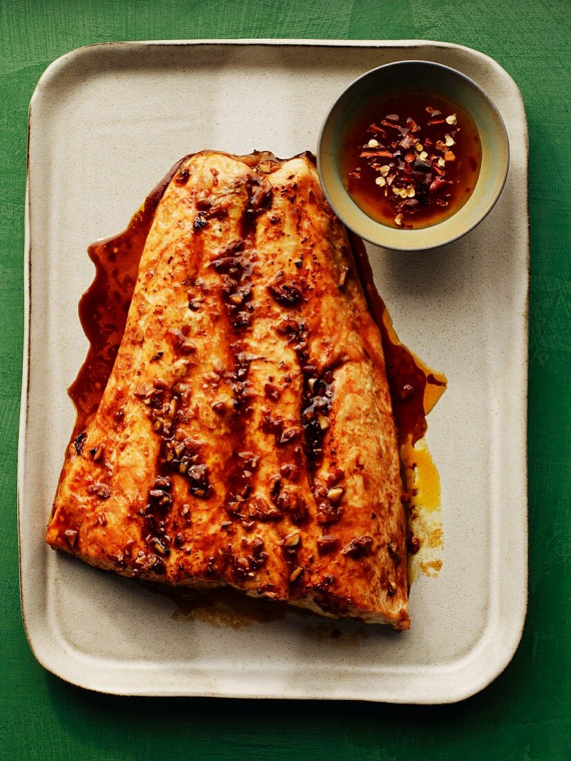 Salmon with a chilli sauce