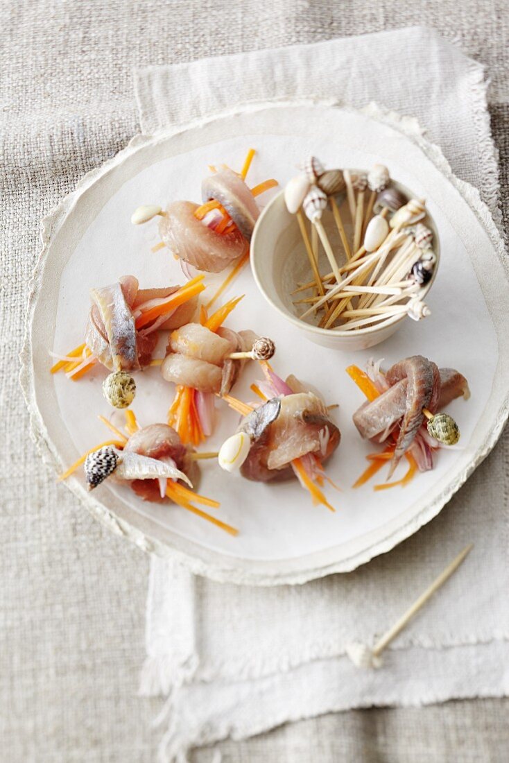 Soused herring skewers with white port wine