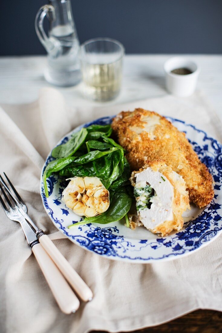 Chicken Kiev with spinach