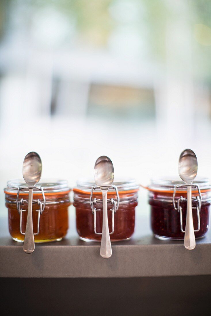 Jars of different jams