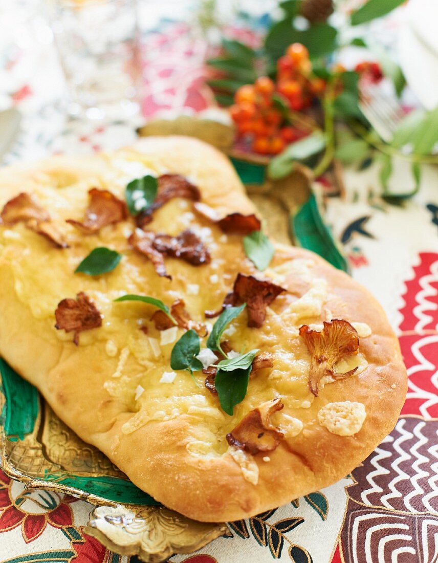 Focaccia mit Pfifferlingen