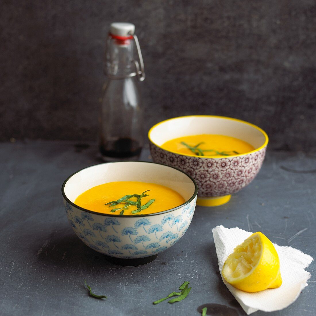 Ginger and pumpkin soup with coconut milk