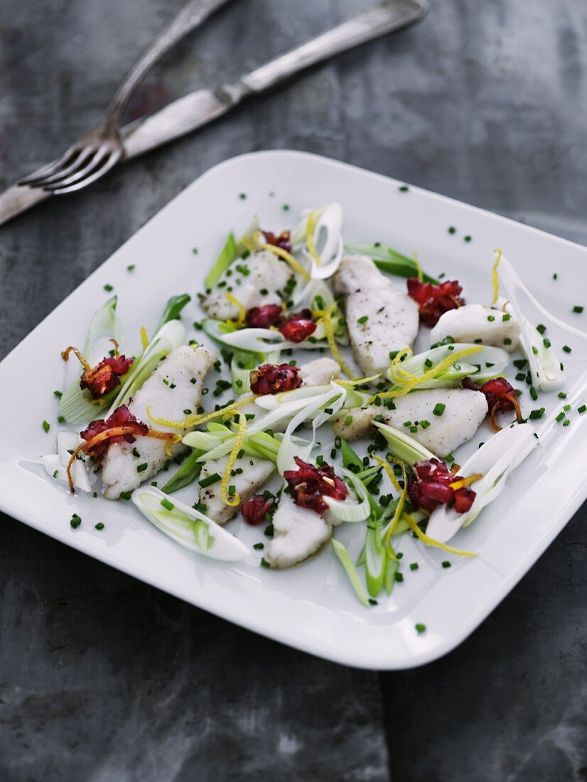Cod with spring onions and lemon