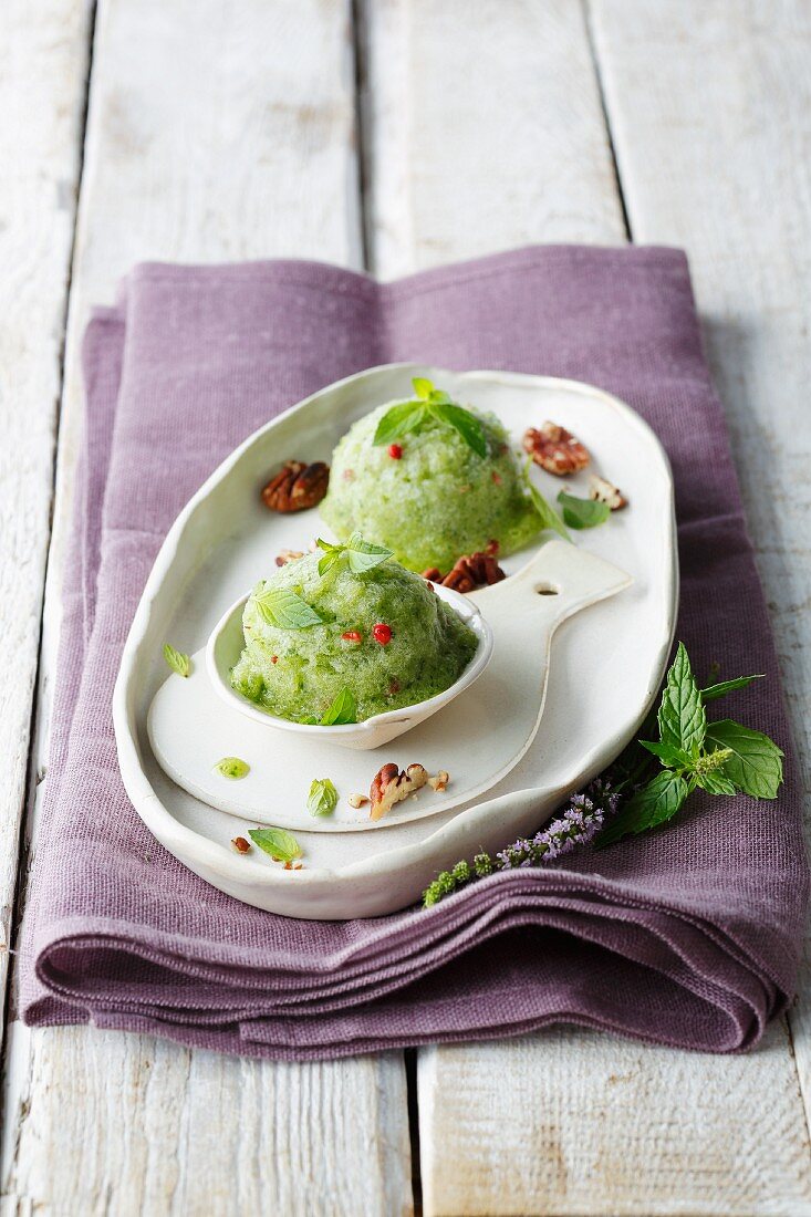 Cucumber sorbet with mint