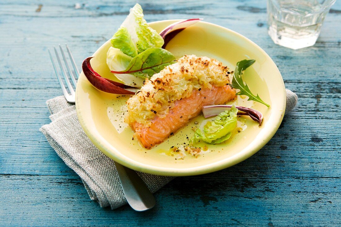 Salmon with a sauerkraut crust