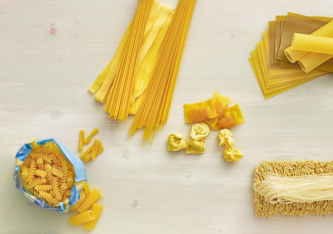 Assorted types of pasta (view from above)