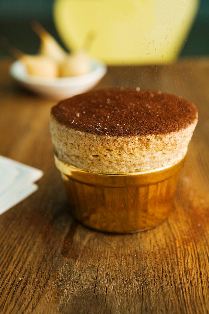 Chocolate and pear souffle