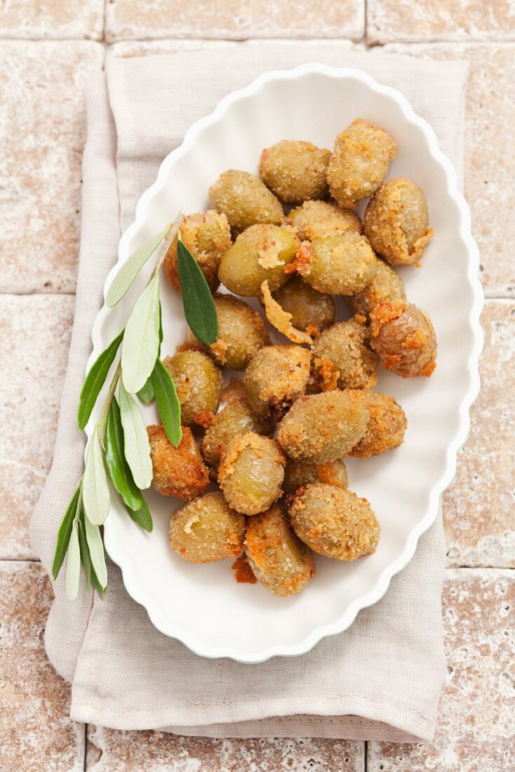 Breaded fried olives filled with anchovies