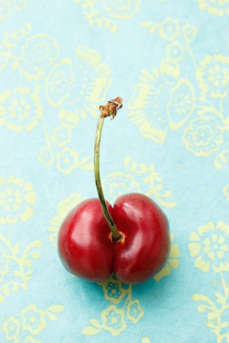 A cherry with a stem