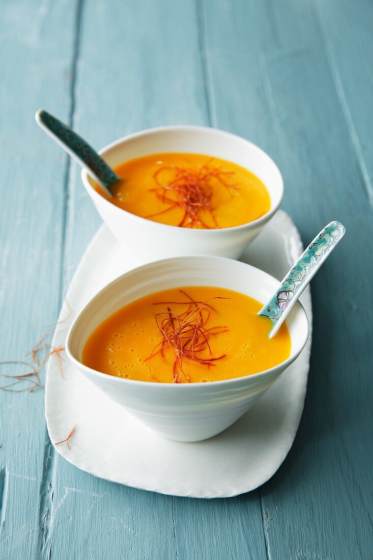 Pumpkin soup with coconut and saffron