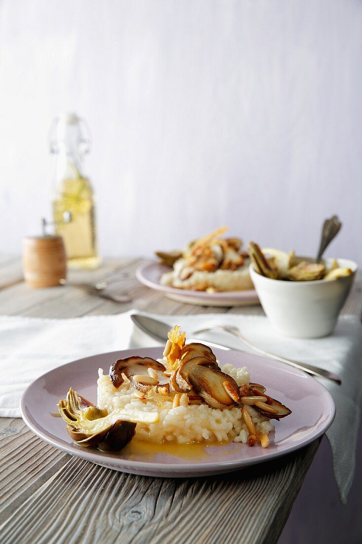 Mushroom and artichoke risotto