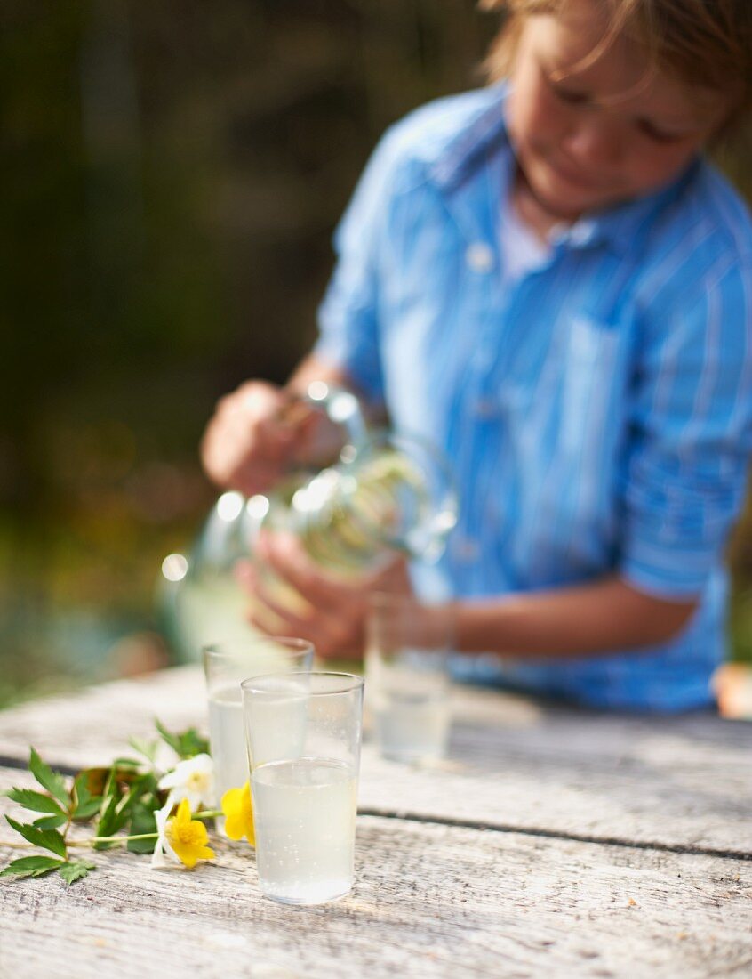 Selbstgemachte Zitronenlimonade zum Frühlingspicknick