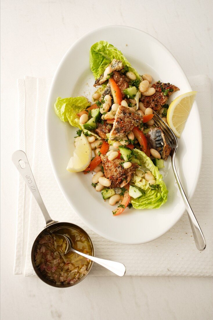 Makrelensalat mit weissen Bohnen