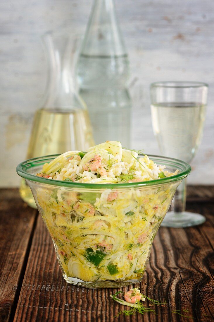 Reissalat mit Fenchel & Garnelen