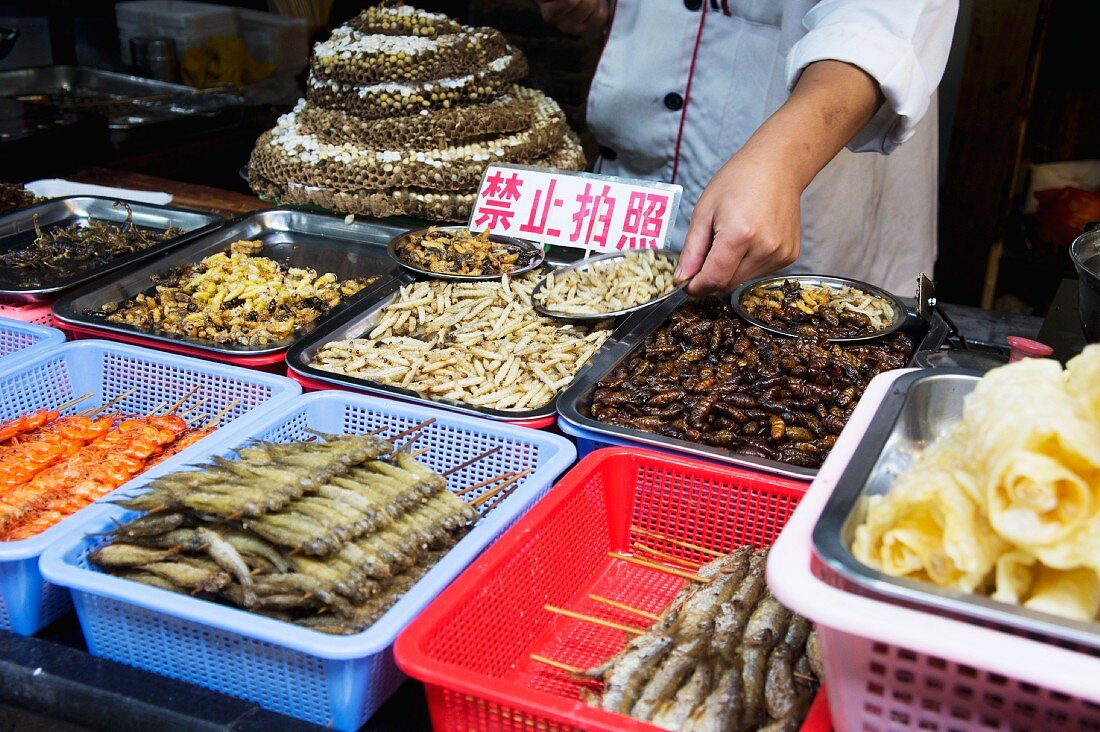 Maggots at a market (Lijiang, China)