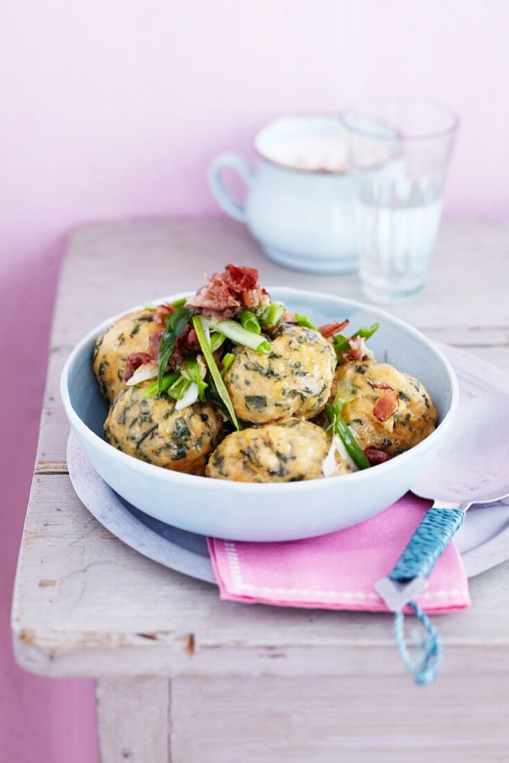 Fried wild herb dumplings