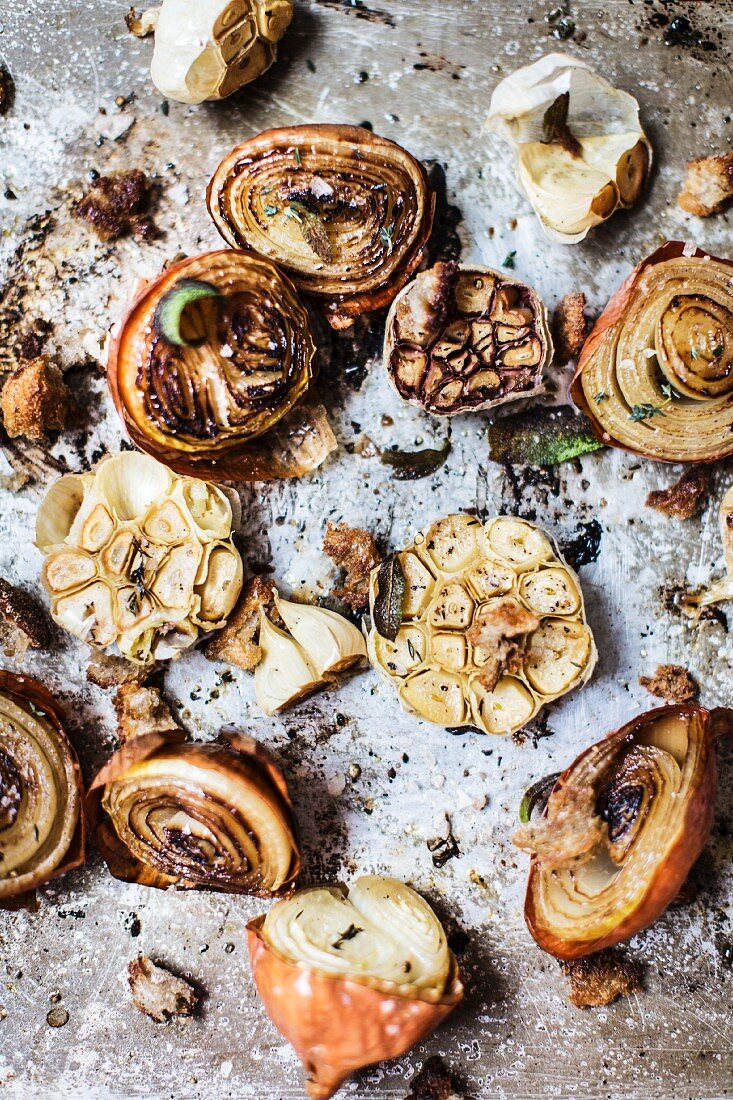 Roasted garlic and onions