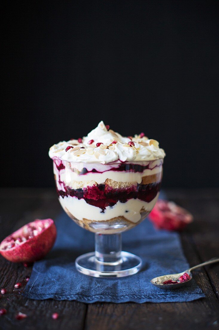 Pomegranate trifle for Christmas dinner