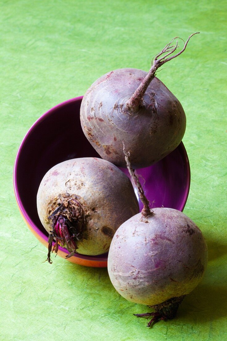 Beetroot in a purple bowl