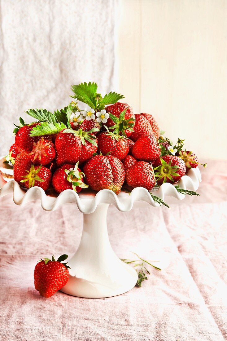 Strawberries on a cake stand