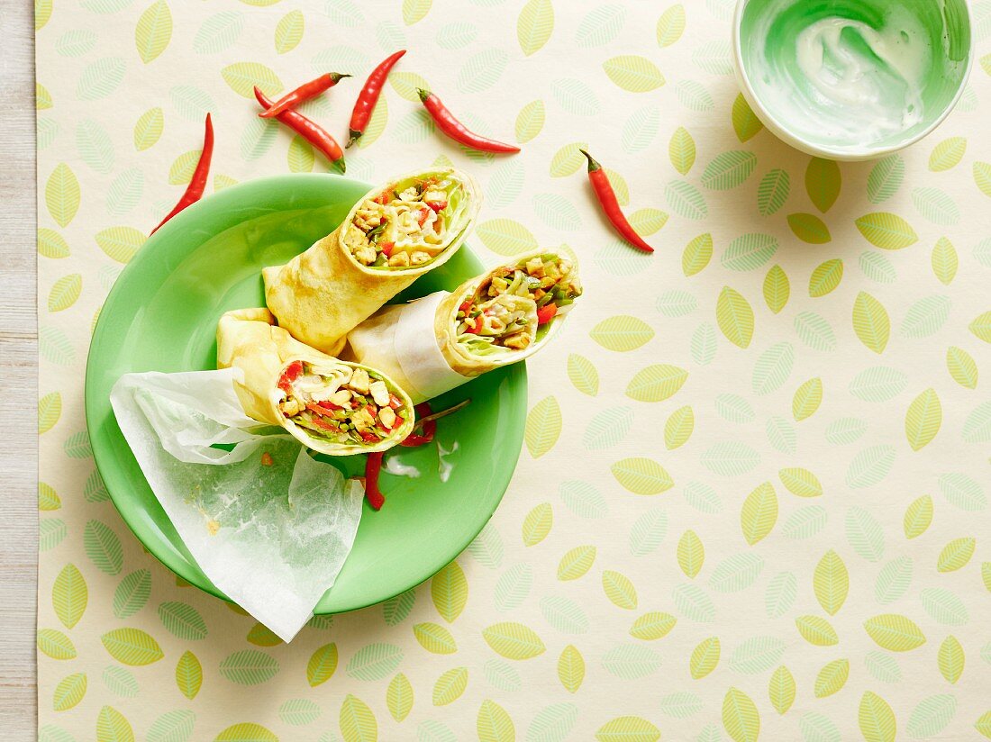 Oriental wraps with a vegetarian filling