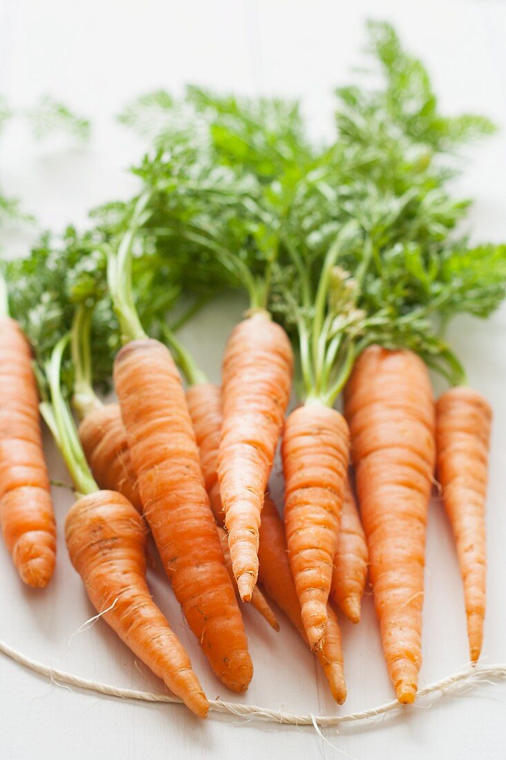 Organic carrots with stems