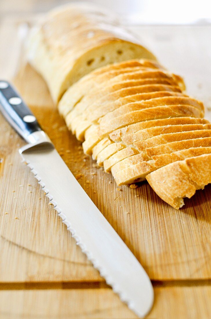 Italian ciabatta bread, sliced