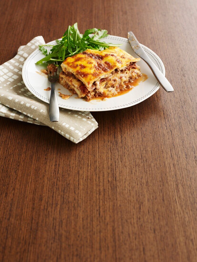 Lasagne with prosciutto and porcini mushrooms