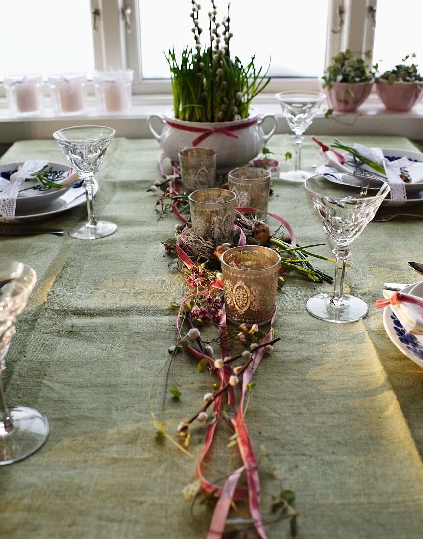 A festively laid table for Mother's Day