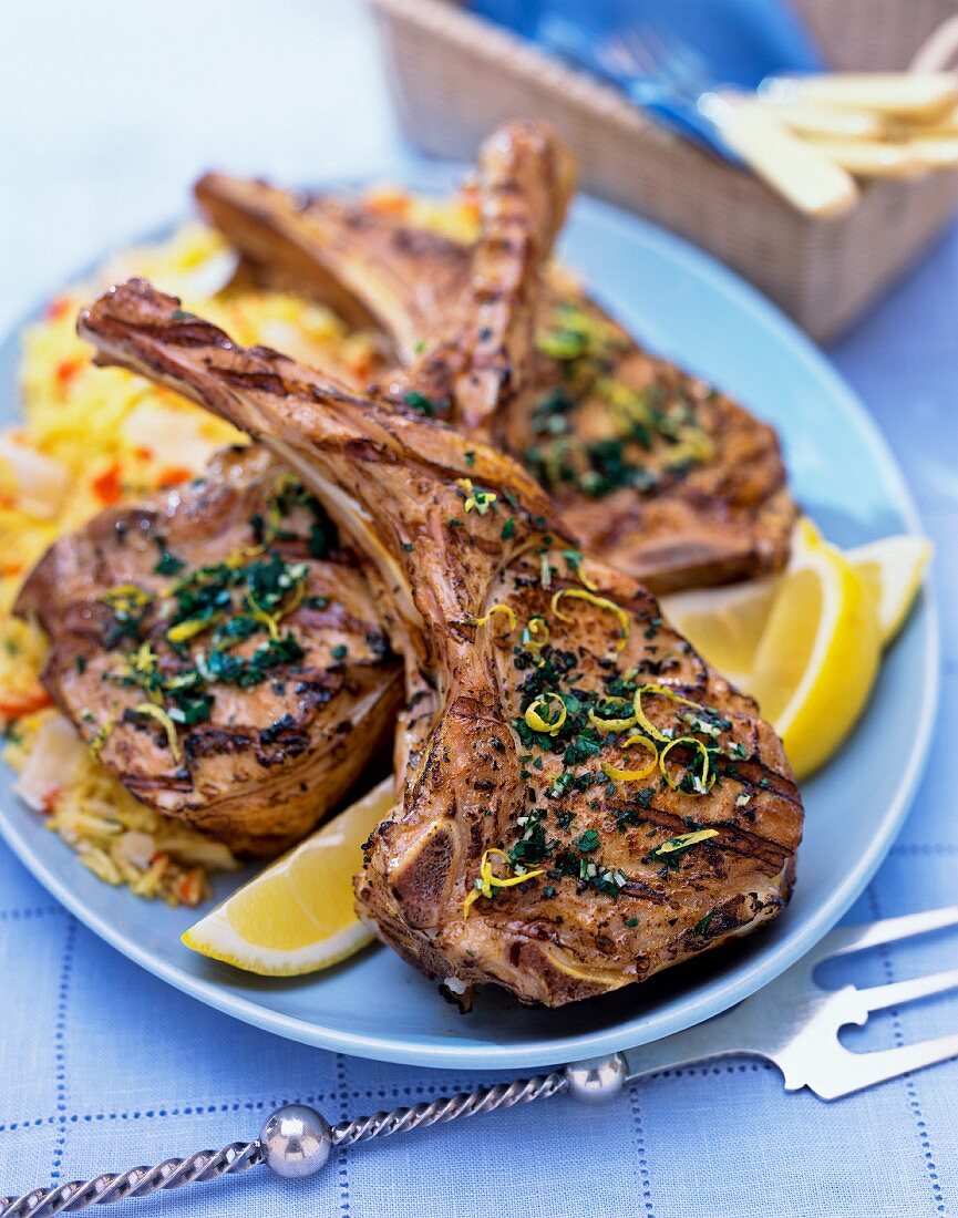 Lamb chops with herbs and lemon zest