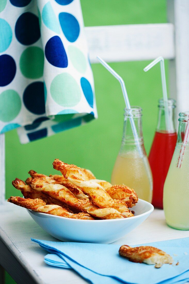 Cheese pastries and lemonade for a party