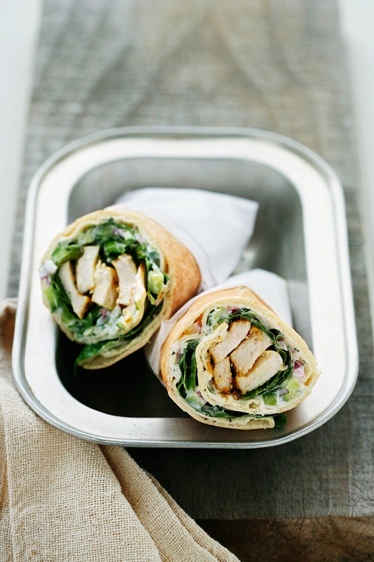 Pita wraps with chicken and mayonnaise