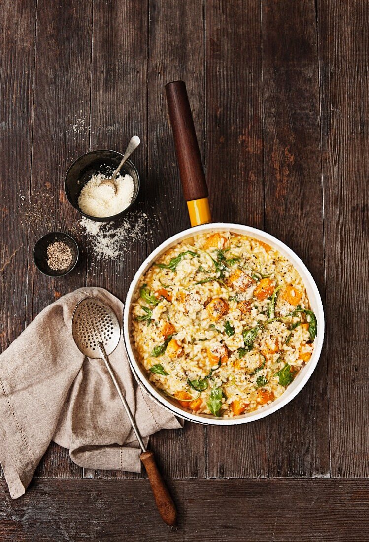 Pumpkin and rocket risotto