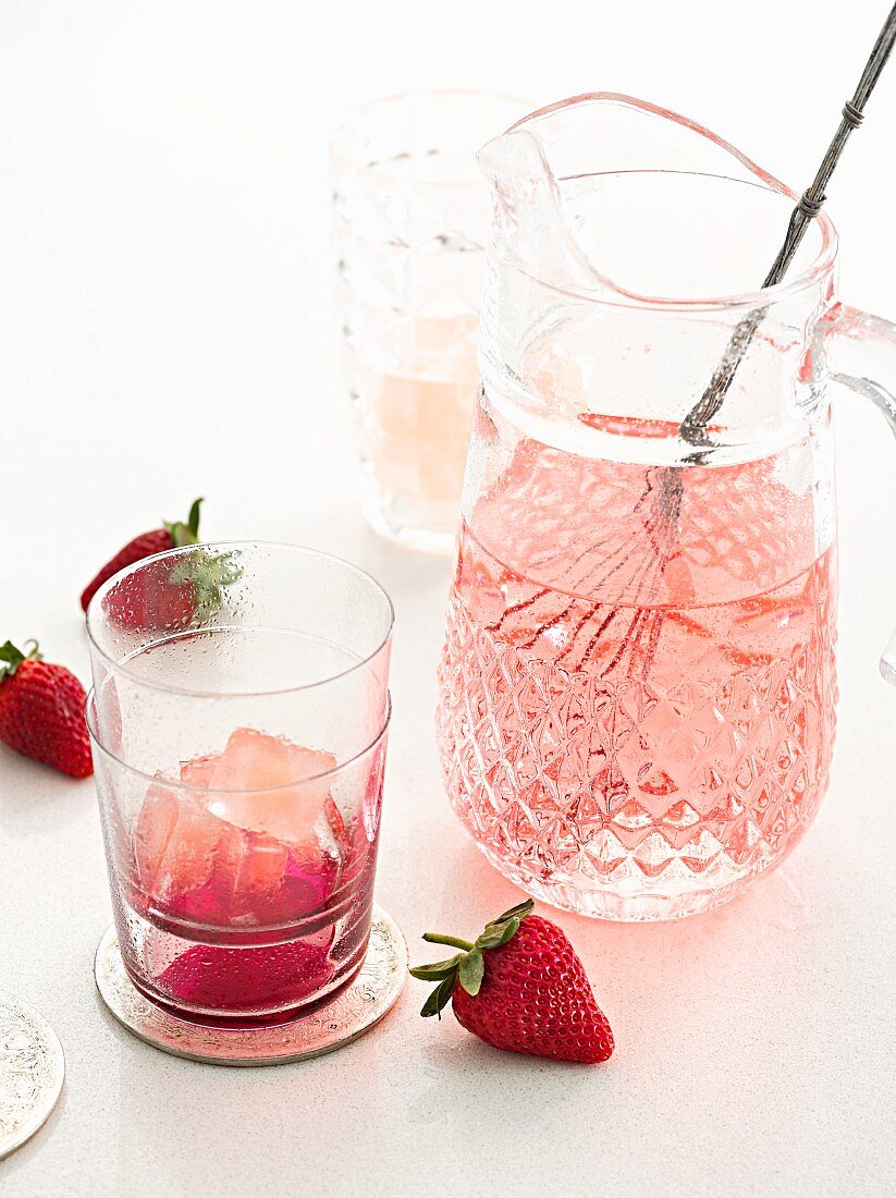 Strawberry Blush with rum, strawberry liqueur and white wine