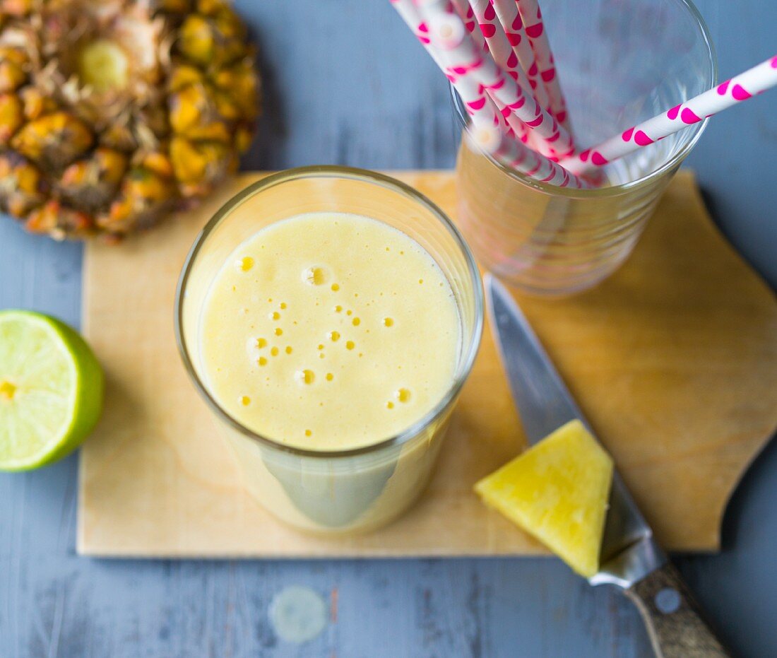 A pineapple and coconut smoothie