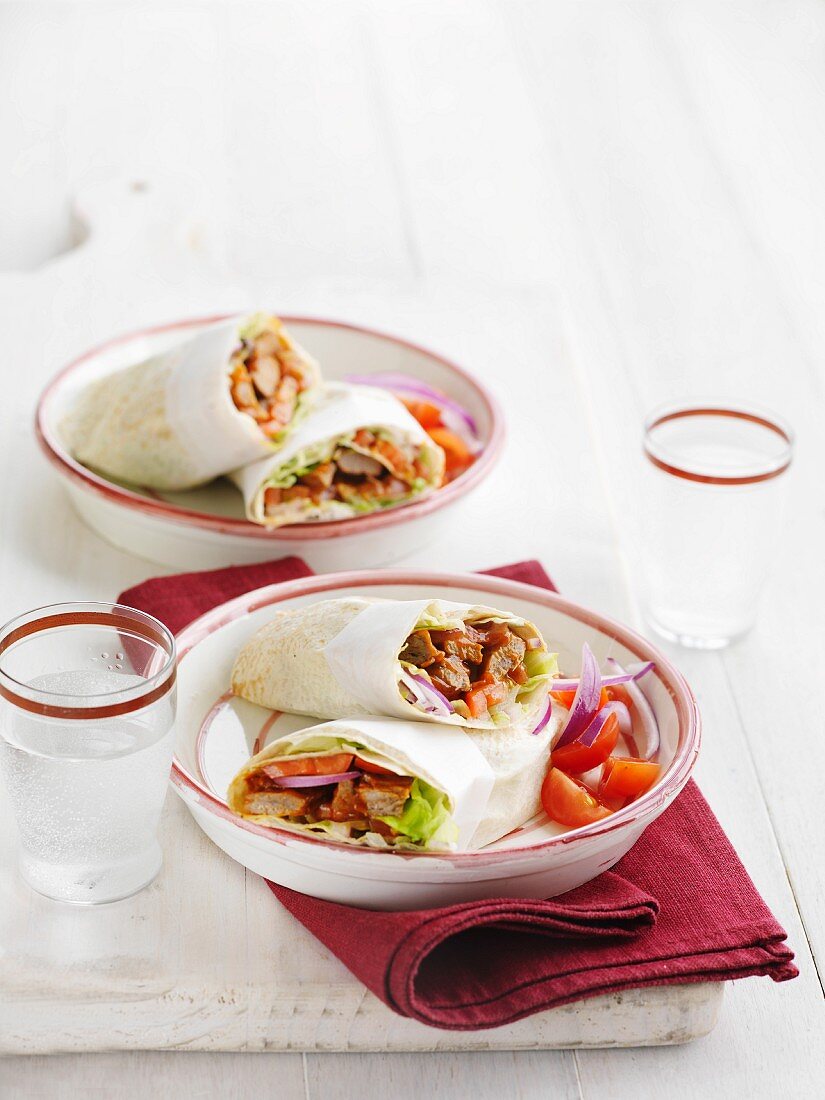 Rice paper wraps filled with tandoori beef