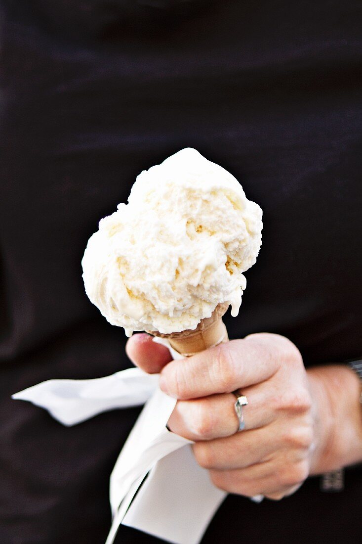 Vanilla Ice Cream Cone on a White Background