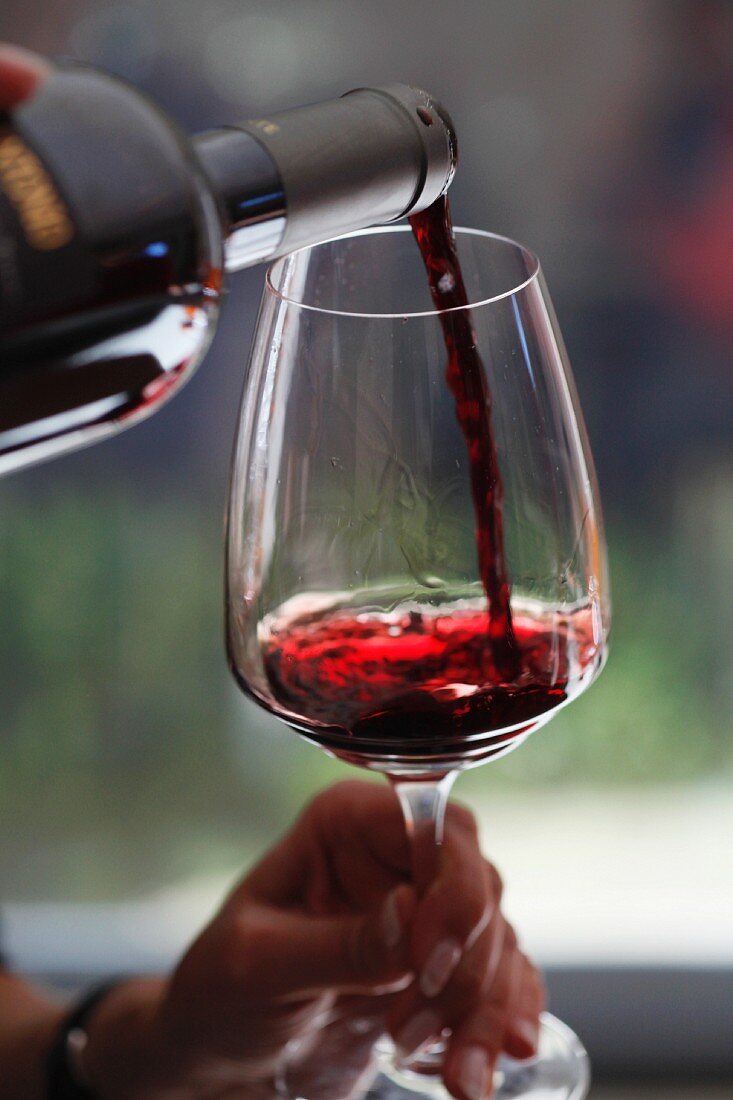 A woman trying red wine at a wine tasting session