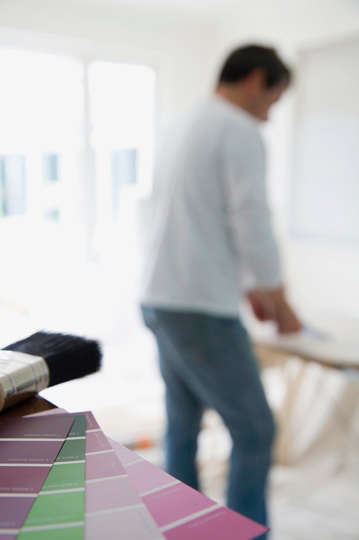 A man with decorating equipment