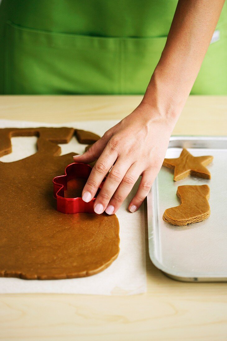 Christmas biscuits being cut out