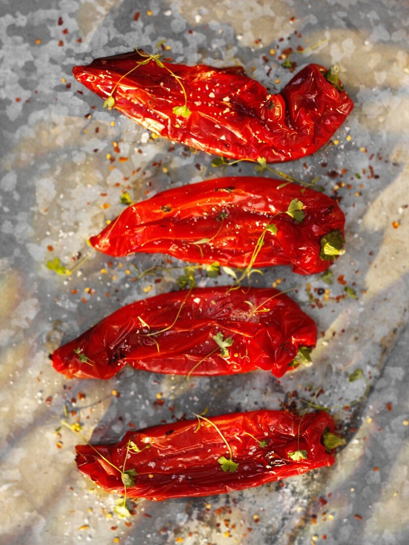 Roasted peppers with herbs