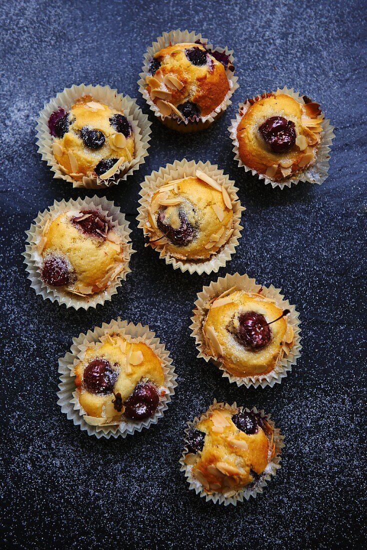 Berry muffins and cherry muffins