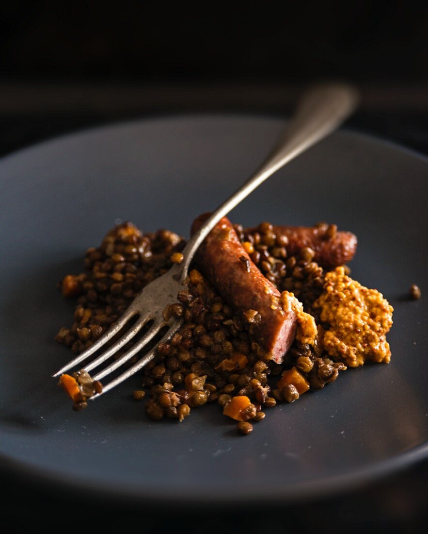 Lentils with sausages