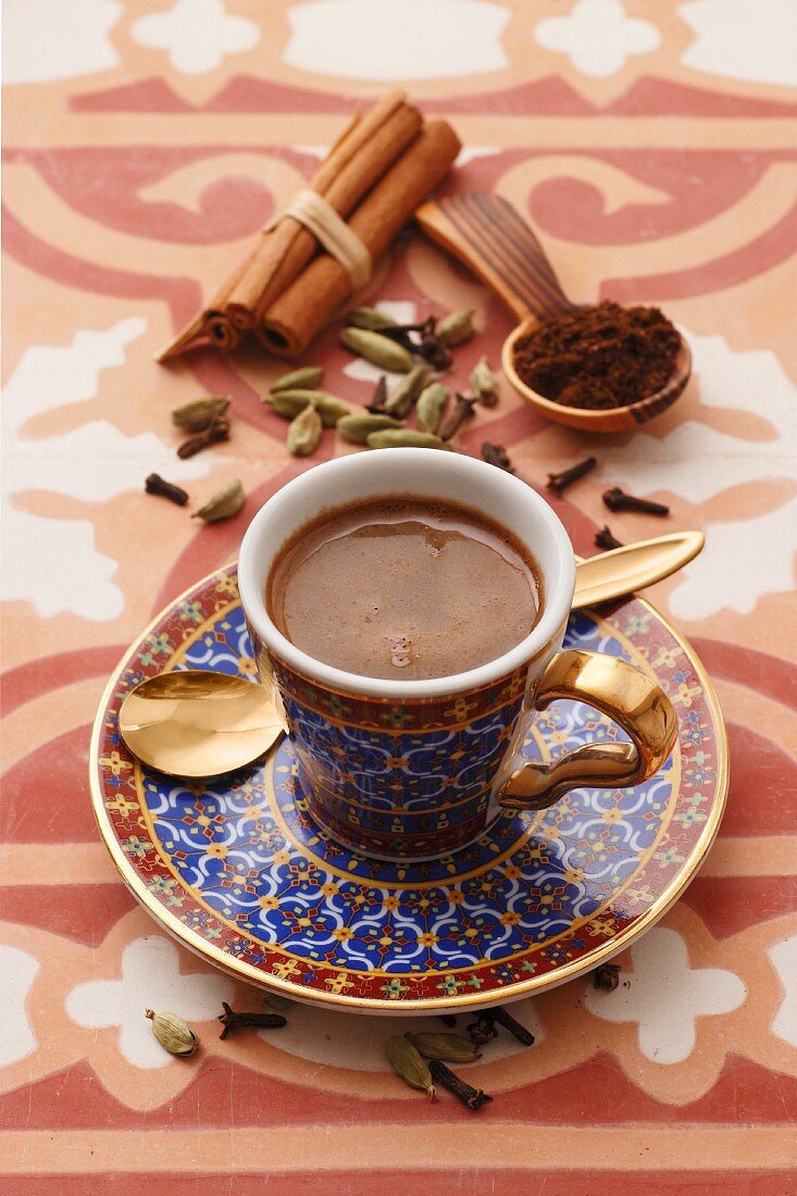 A cup of oriental mocha with spices