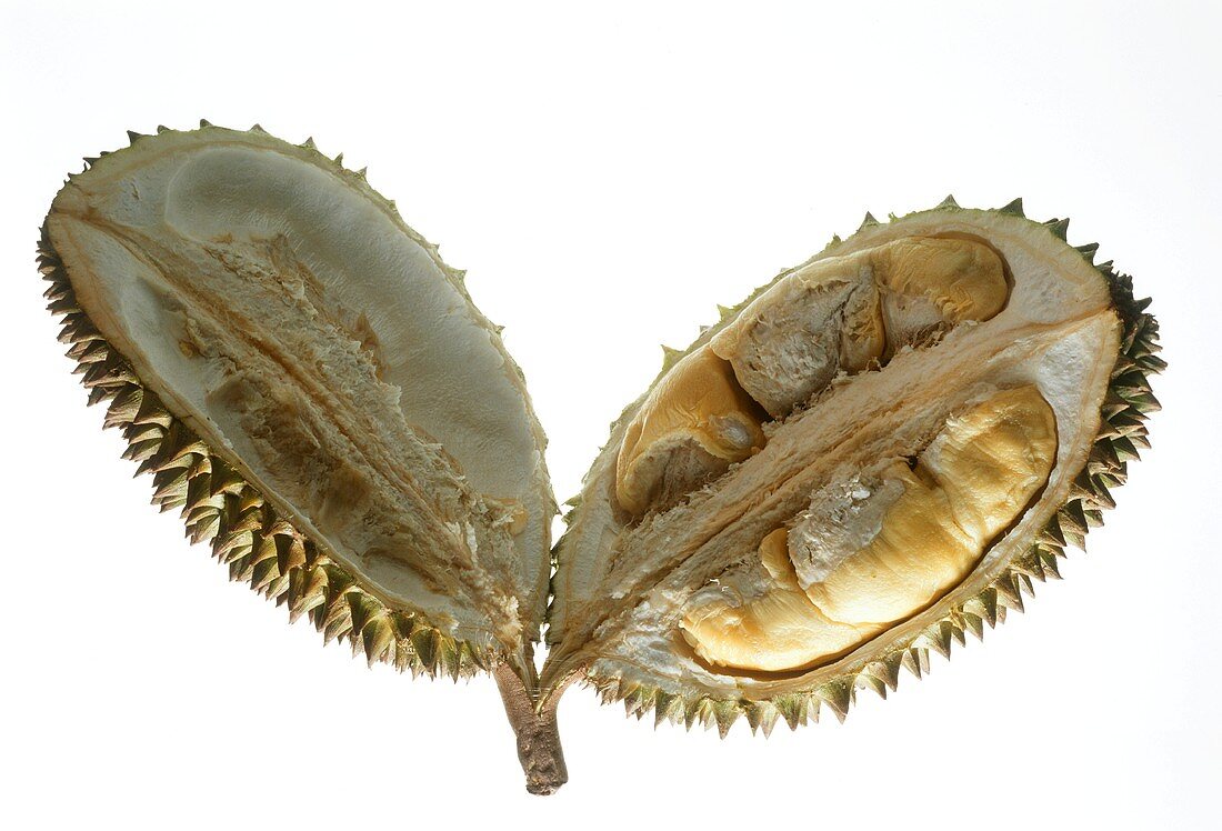 A Durian Split in Half
