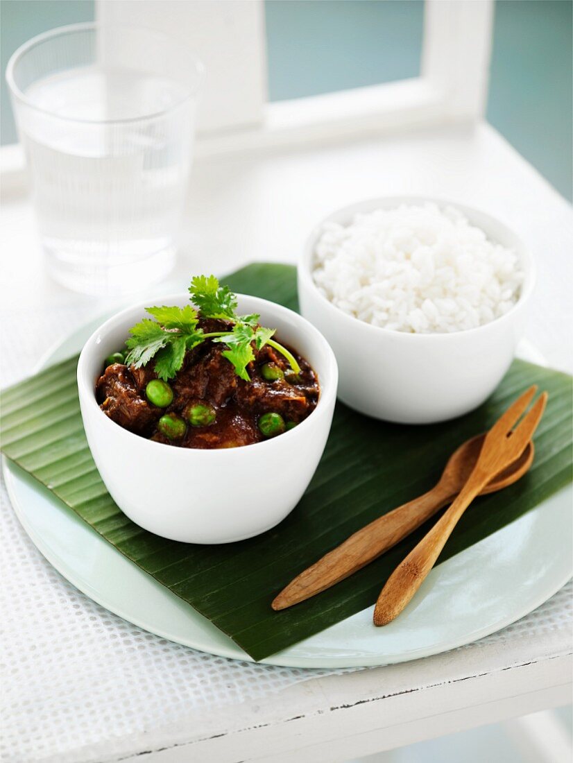 Beef curry with rice, India