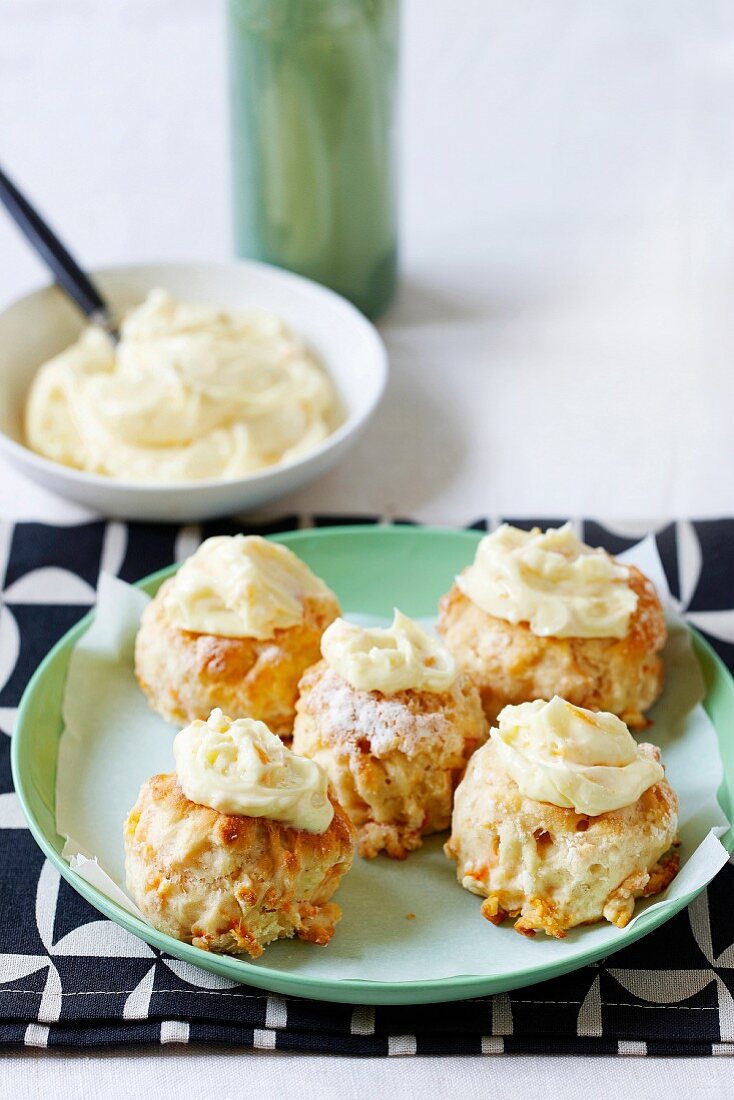 Carats scones topped with cream cheese
