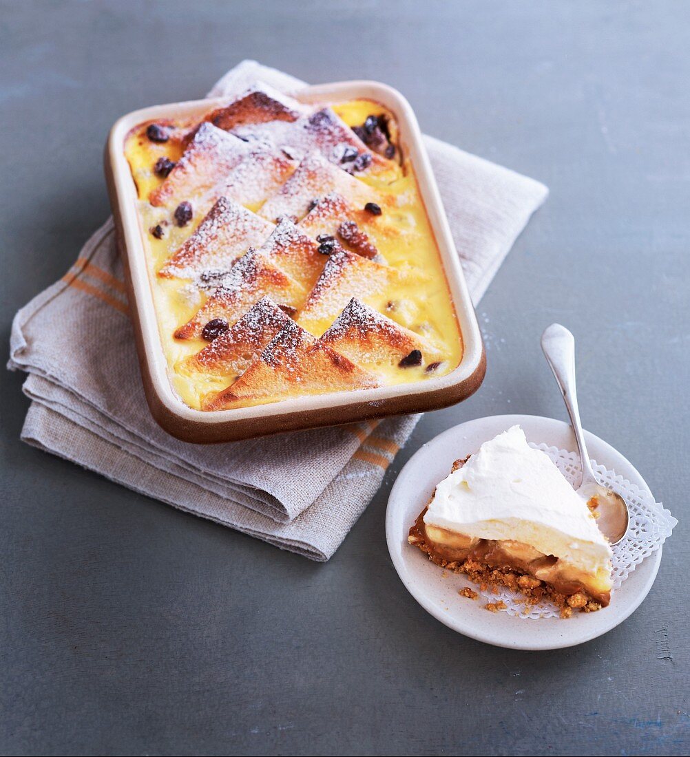 Banoffee pie and bread pudding